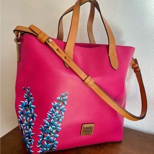Brand New Without Tags Dooney Lilliana Satchel with Hand Painted Flowers